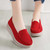 Women's red suede stripe slip on rocker bottom shoe sneaker 03