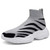 Men's grey flyknit stripe pattern high top slip on shoe sneaker 01