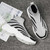 Men's grey flyknit stripe pattern high top slip on shoe sneaker 08