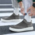 Men's grey flyknit sock like entry slip on shoe sneaker 0