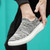 Men's grey flyknit sock like entry hollow slip on shoe sneaker 03