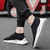 Men's black flyknit sock like fit stripe texture slip on shoe sneaker 03