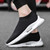 Men's black flyknit sock like fit stripe texture slip on shoe sneaker 05