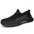 Men's black hollow out stripe slip on shoe sneaker 01