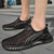 Men's black hollow out stripe slip on shoe sneaker 02