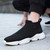 Men's black stripe texture sock like fit slip on shoe sneaker 04