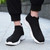 Men's black stripe texture sock like fit slip on shoe sneaker 05