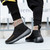 Men's black flyknit pattern texture high top slip on shoe sneaker 05