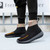 Men's black flyknit pattern texture high top slip on shoe sneaker 06