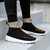 Men's black flyknit pattern texture high top slip on shoe sneaker 06