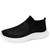 Men's black flyknit sock like fit texture hollow slip on shoe sneaker 01