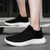 Men's black flyknit sock like fit texture hollow slip on shoe sneaker 03