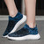 Men's blue flyknit sock like fit texture hollow slip on shoe sneaker 03