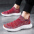 Men's orange flyknit sock like fit texture hollow slip on shoe sneaker 06