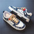 Men's white blue mixed pattern print shoe sneaker 10