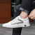 Men's white grey stripe casual lace shoe sneaker 06