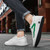 Men's white green stripe casual lace shoe sneaker 04