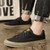 Men's black pattern & label print casual shoe sneaker 05