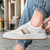 Men's white brown stripe casual shoe sneaker 08