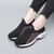 Women's black circle dot pattern slip on double rocker bottom sneaker 09