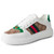 Men's white green stripe & pattern ornament casual shoe sneaker 01