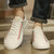 Men's white stripe & label pattern print casual shoe sneaker 04