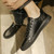 Men's black check & logo pattern print casual shoe sneaker 05