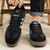 Men's black stripe & label print casual shoe sneaker 02