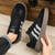 Men's black stripe & label print casual shoe sneaker 04