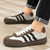 Men's khaki stripe & label print casual shoe sneaker 06