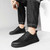 Men's black plain thread accents casual shoe sneaker 04