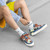 Men's blue denim star & check pattern casual shoe sneaker 05