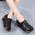 Women's black check accents hollow slip on rocker bottom shoe 05