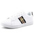 Men's white black stripe & bee pattern casual shoe sneaker 01