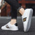 Men's white black stripe & bee pattern casual shoe sneaker 03