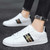 Men's white black stripe & bee pattern casual shoe sneaker 06