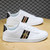 Men's white black stripe & bee pattern casual shoe sneaker 07