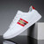 Men's white red stripe & bee pattern casual shoe sneaker 08