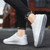 Men's white curved stripe casual shoe sneaker 08