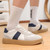 Men's white blue stripe block casual shoe sneaker 04