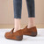 Women's brown suede buckle strap slip on rocker bottom shoe 05