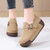 Women's beige suede buckle strap slip on rocker bottom shoe 04