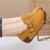 Women;s yellow suede buckle strap slip on rocker bottom shoe 02