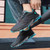 Men's grey pattern & stripe pull tab sport shoe sneaker 02
