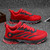 Men's red pattern & stripe pull tab sport shoe sneaker 10