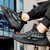 Men's black flyknit pattern & stripe luminous accents sport shoe sneaker 06