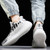 Men's white black flyknit pattern & stripe luminous accents sport shoe sneaker 04