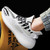 Men's white black flyknit pattern & stripe luminous accents sport shoe sneaker 05