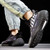 Men's black beige flyknit pattern & stripe luminous accents sport shoe sneaker 05