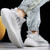 Men's white flyknit pattern & stripe luminous accents sport shoe sneaker 05